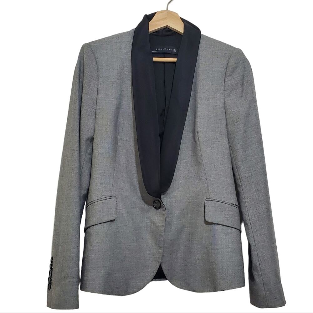 Zara | Woman Jacquard Tuxedo Blazer with Stretch